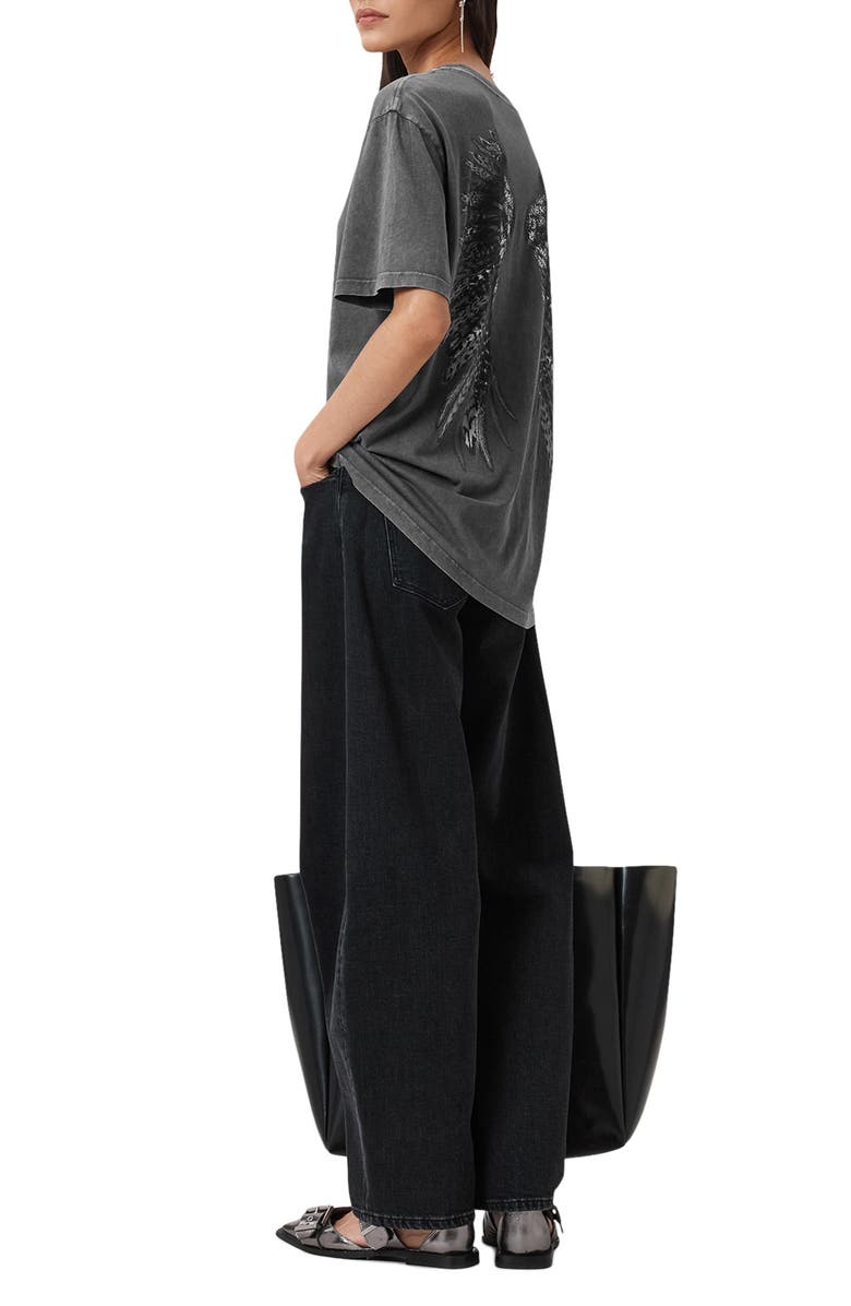 AllSaints Wings Oversize Cotton Graphic T-Shirt, Alternate, color, Washed Black