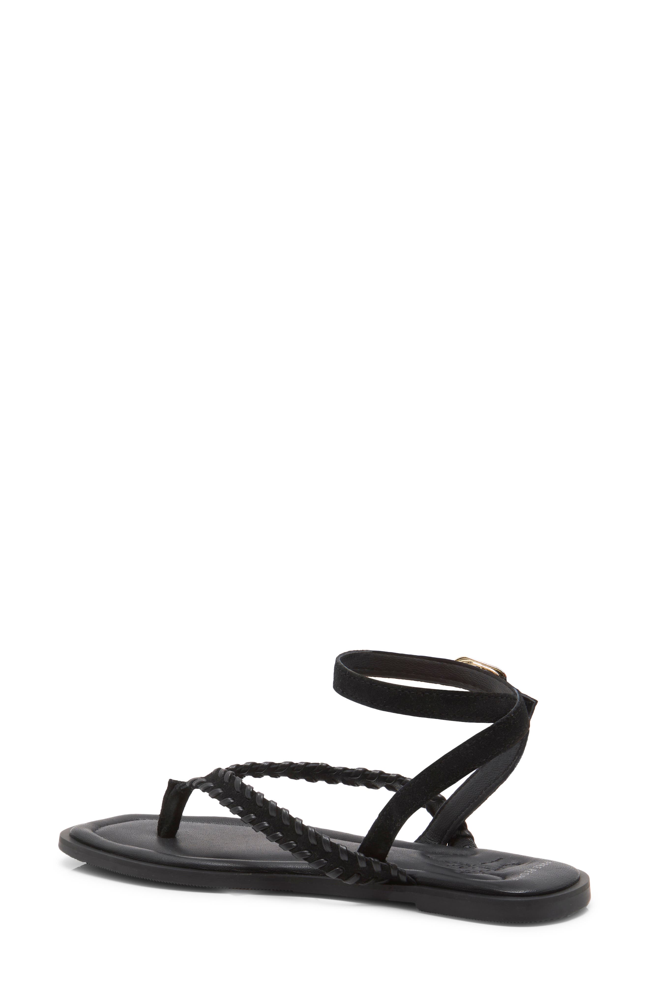 Free People Waverly Whipstitch Ankle Strap Sandal, Alternate, color, Black Tide