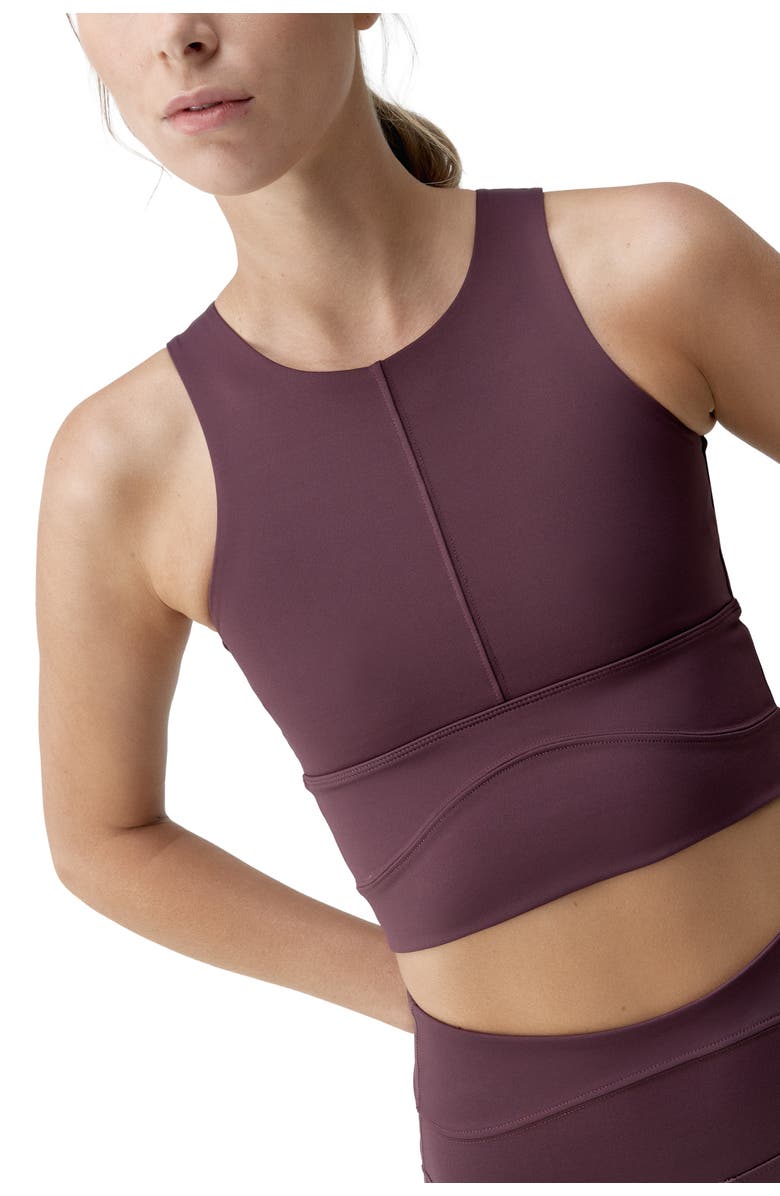 Born Living Yoga Saori Medium Support Performance Sport Top, Alternate, color, Dark Cherry