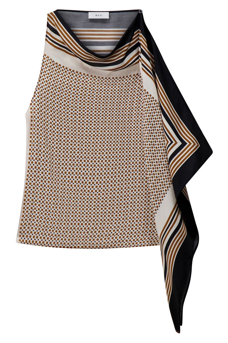 Kit Sleeveless Halter Top, Alternate, color, BLACK/ CARAMEL DOTTED