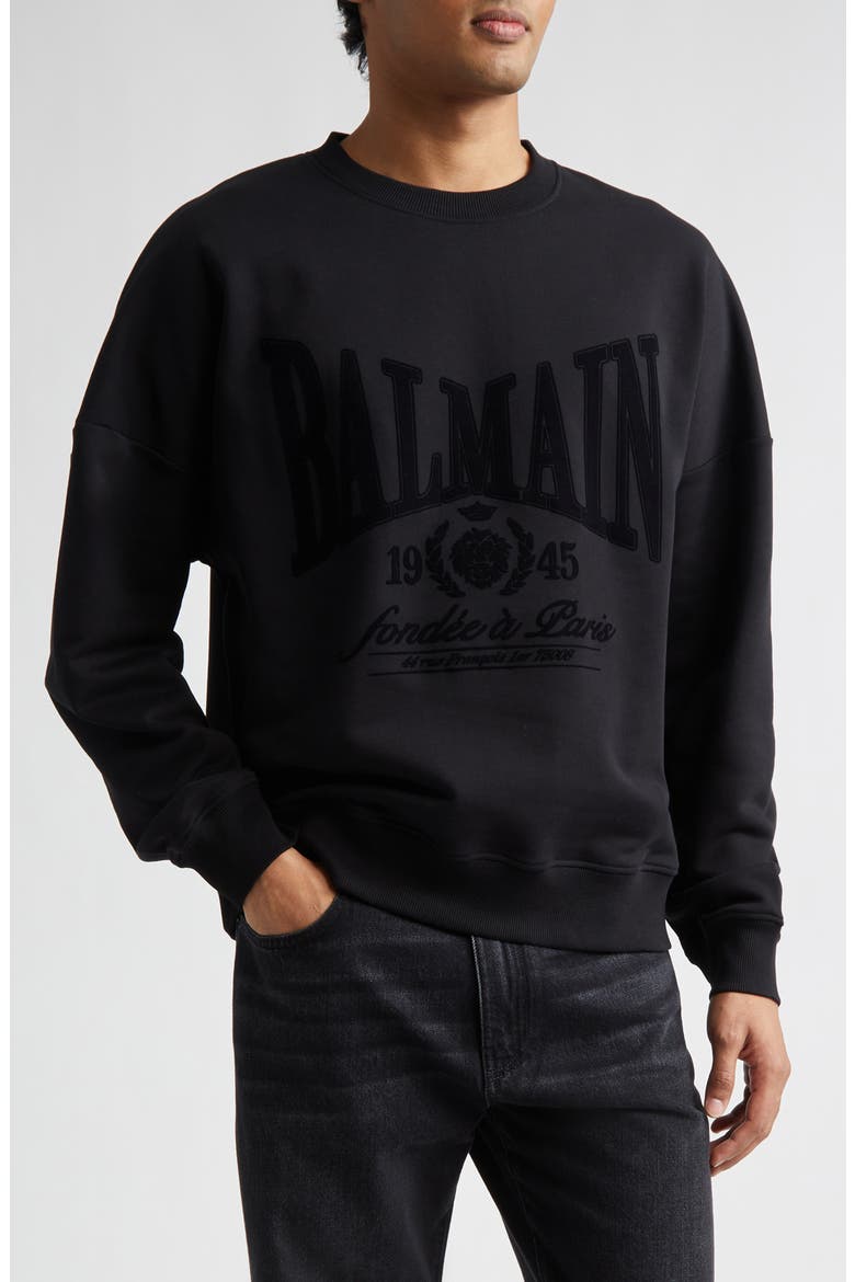 1945 Logo Graphic Sweatshirt, Main, color, BLACK/ BLACK