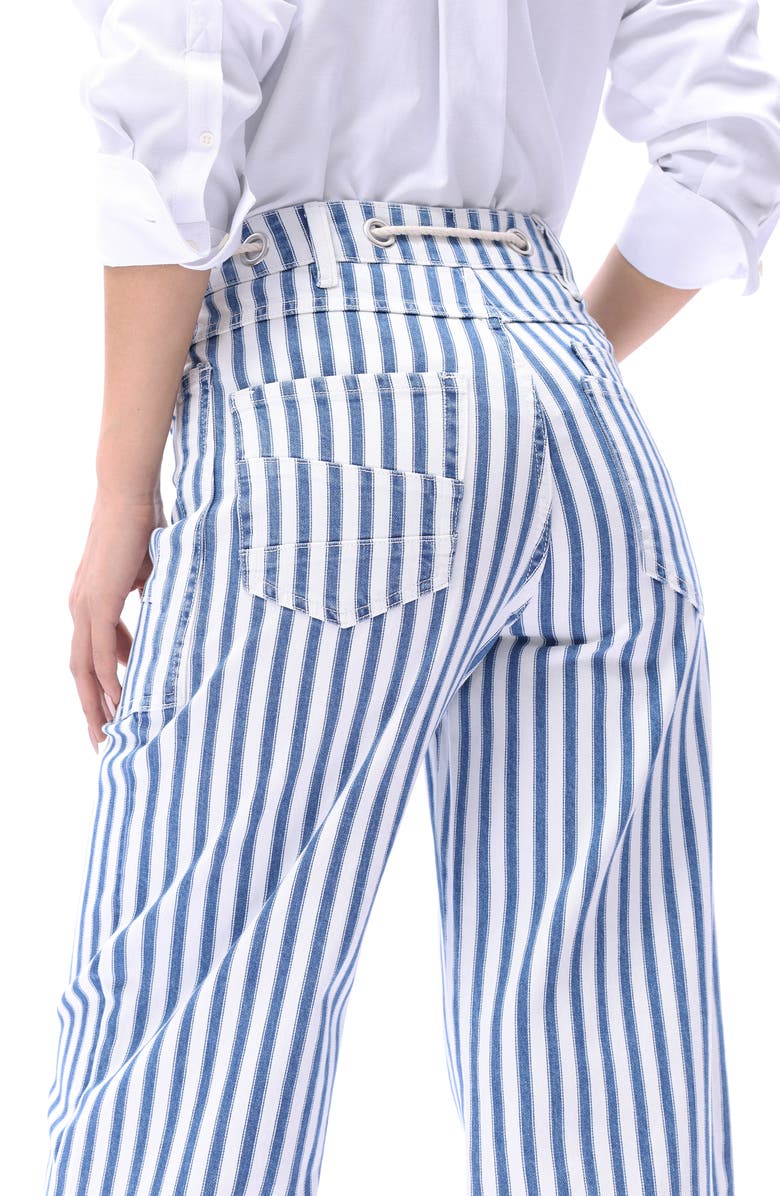 Bayeas Tamsin Drawstring High Waist Wide Leg Jeans, Alternate, color, White And Blue