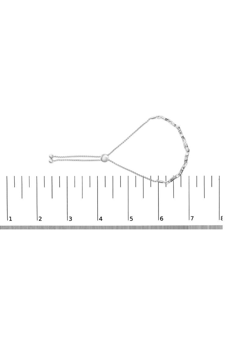 Silver 1/2 Cttw Diamond Alternating Heart Link Adjustable Bolo Bracelet, Alternate, color, White