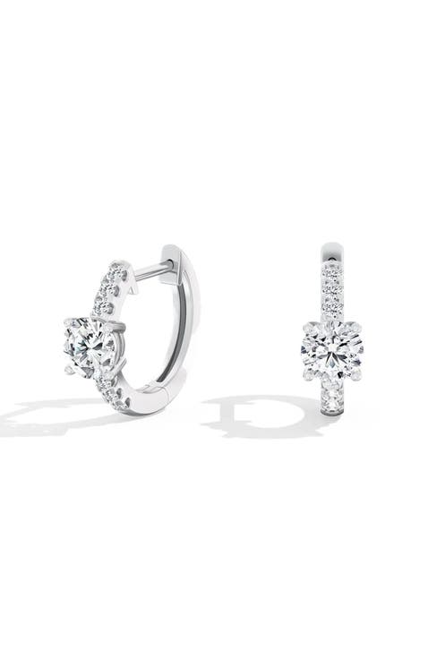 Dainty Round Huggie Lab Diamond in 14K Gold