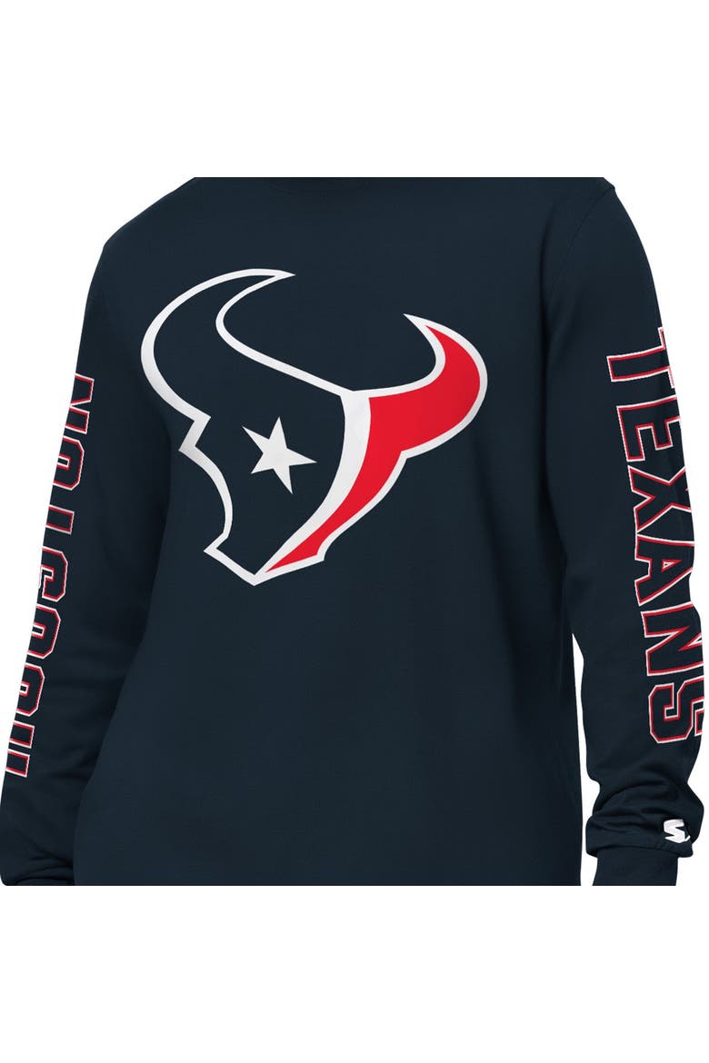 Men's Starter Navy Houston Texans Clutch Hit II Long-Sleeve T-Shirt, Alternate, color, Navy