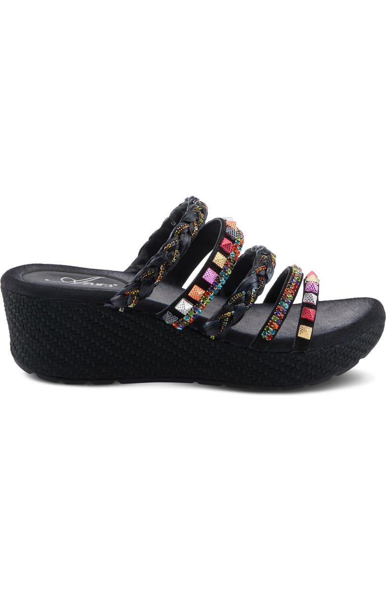AZURA BY SPRING STEP Shinychic Platform Wedge Slide Sandal, Alternate, color, Black Multi