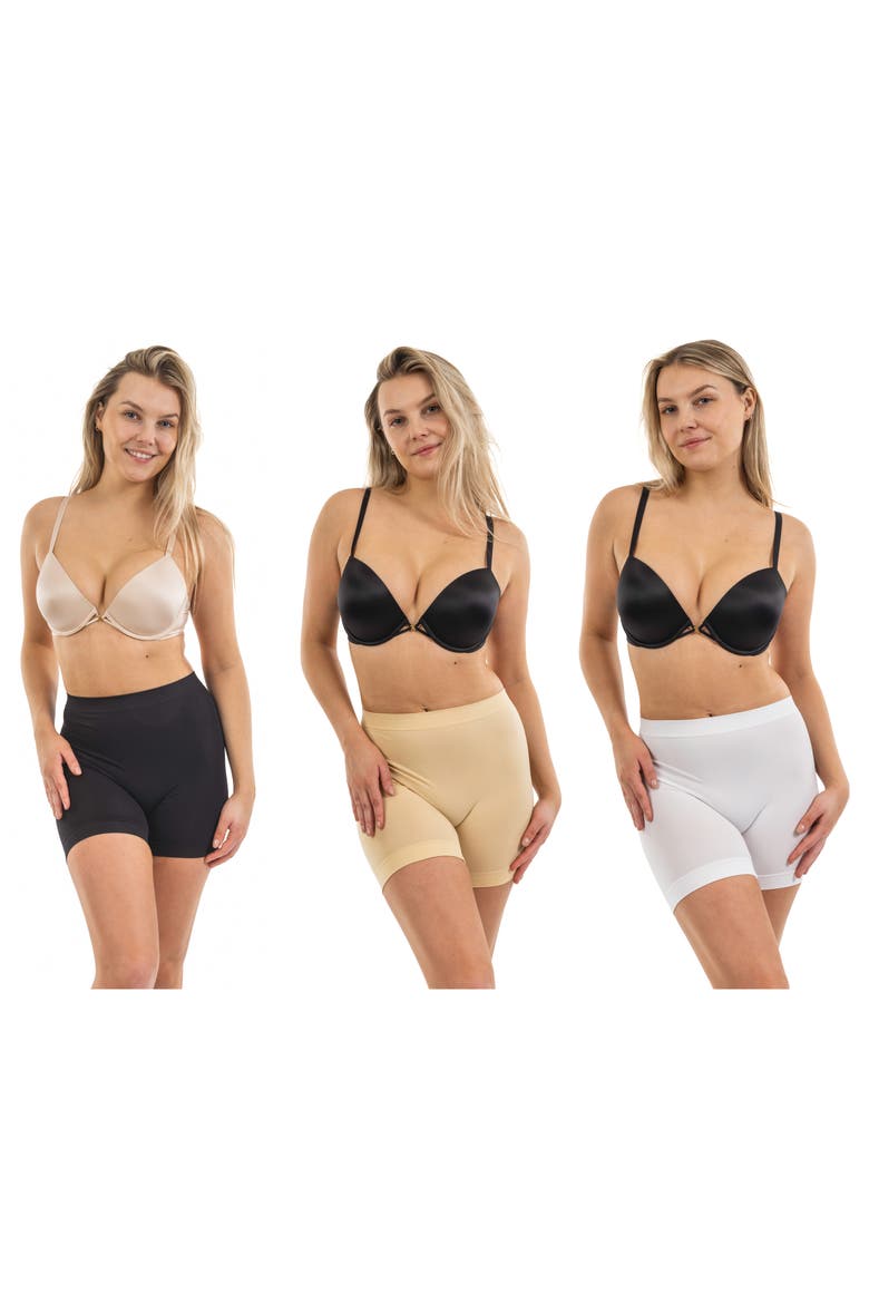 3-Pack Seamless Slip Shorts, Alternate, color, BLACK/ WHITE/ NUDE