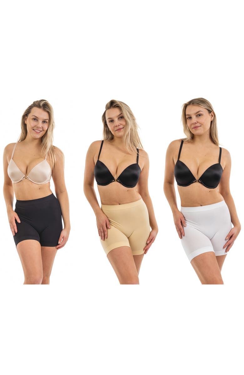 BODY BEAUTIFUL 3-Pack Seamless Slip Shorts, Alternate, color, Black/ White/ Nude