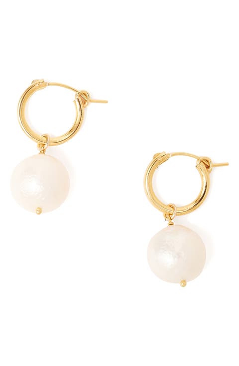 Baroque Freshwater Pearl Hoop Earrings