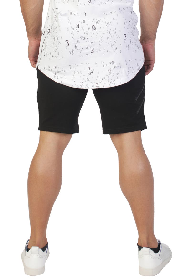 Zip Pocket Stretch Cotton Shorts, Alternate, color, BLACK