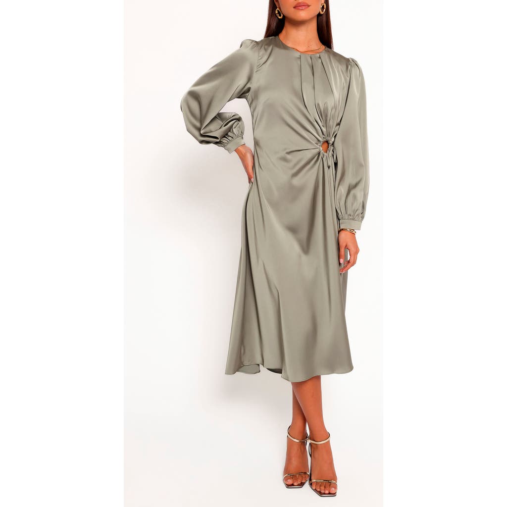 Petal And Pup Petal & Pup Windsor Balloon Sleeve Satin Cocktail Dress In Gray