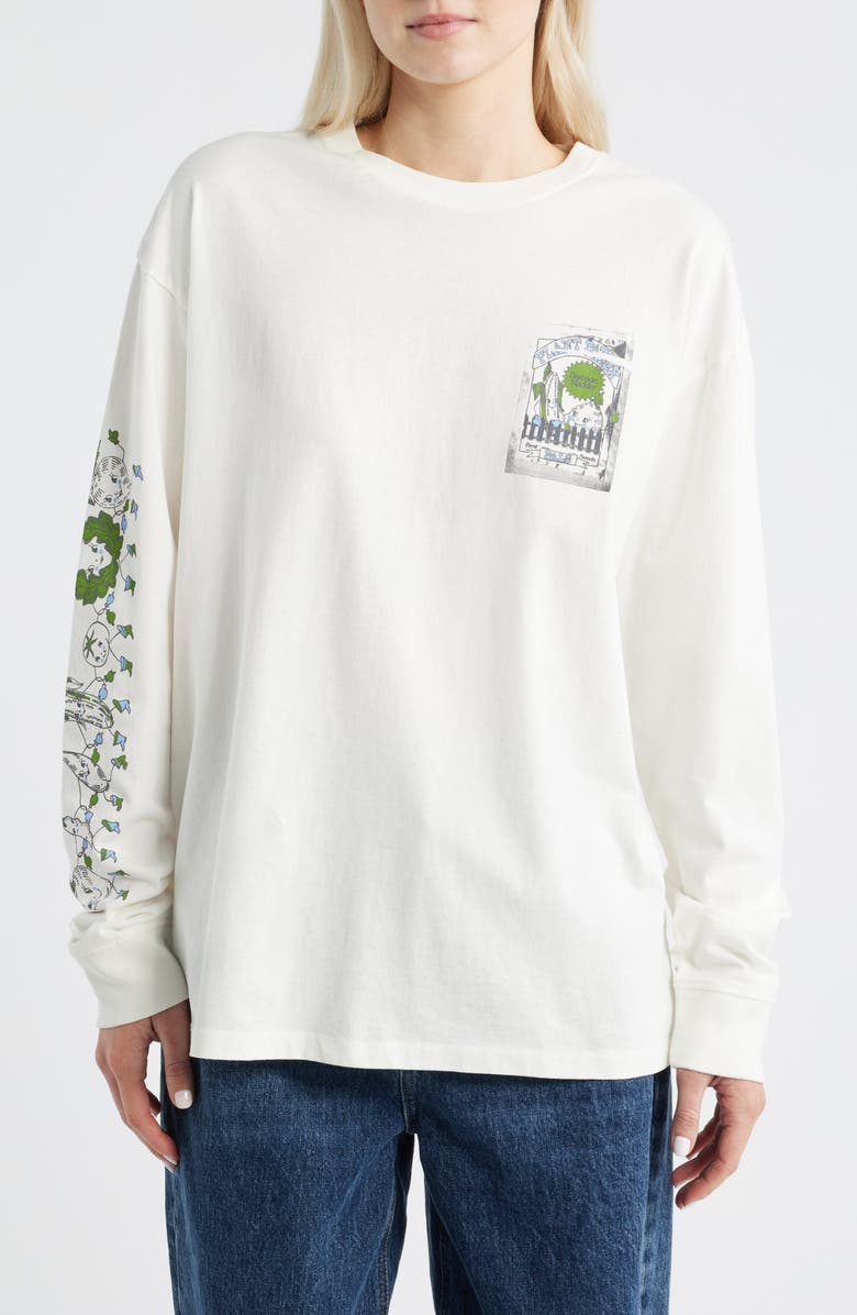 Damson Madder Graphic Plant Patch Organic Cotton Top, Main, color, Off White