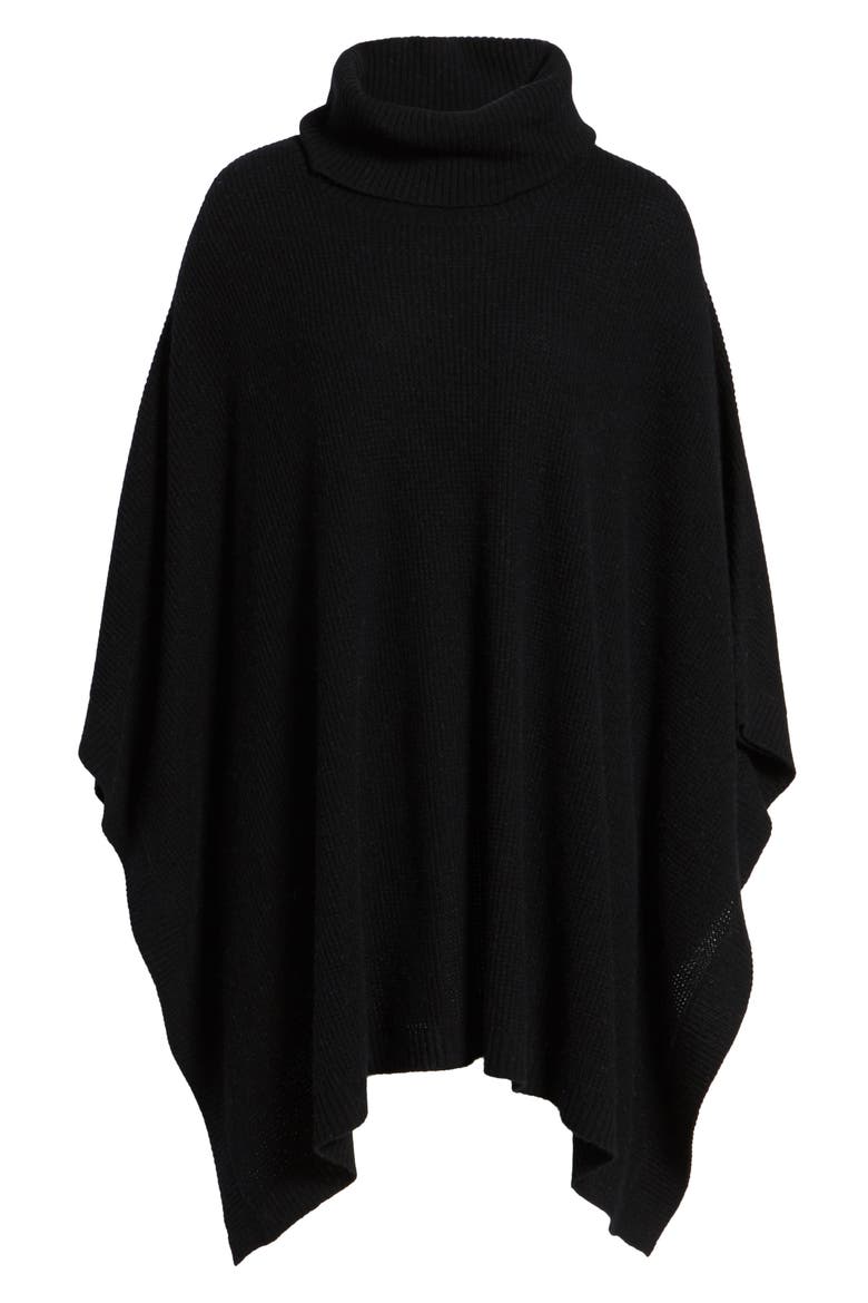 Wool & Cashmere Poncho, Alternate, color, BLACK