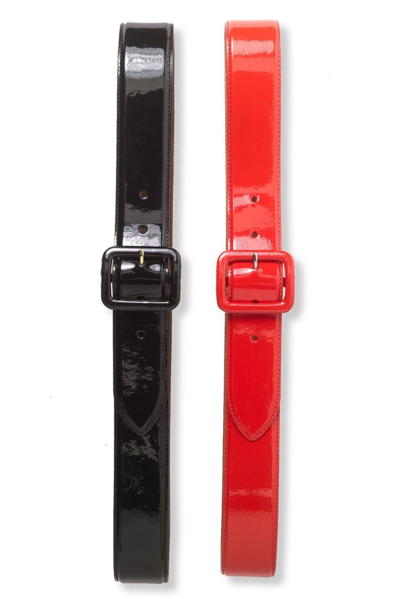 Lauren by Ralph Lauren Patent Leather Belt, Alternate, color, BLACK