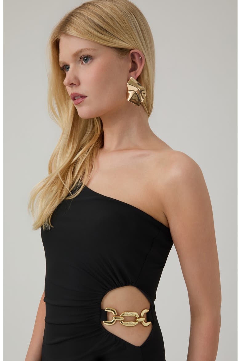 Jazlyn One Shoulder Gown, Alternate, color, JBLACK-BLACK