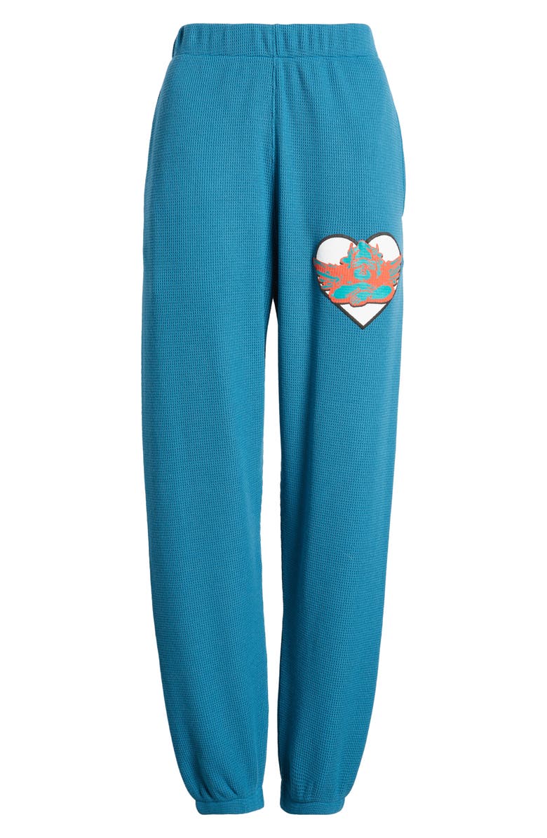 BOYS LIE Blue Read Reciepts Cotton Waffle Knit Sweatpants, Alternate, color,