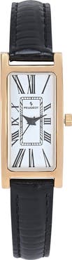 Peugeot Everyday Rectangular Glossy Leather Watch- 35x18MM