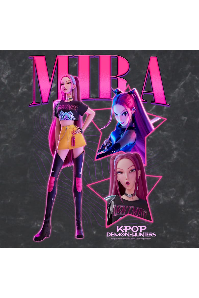 Junior's KPop Demon Hunters Mira Pop Idol Stars Logo  Graphic T-Shirt, Alternate, color, Black