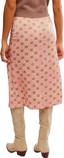 Analise Polka Dot Button-Up Midi Skirt