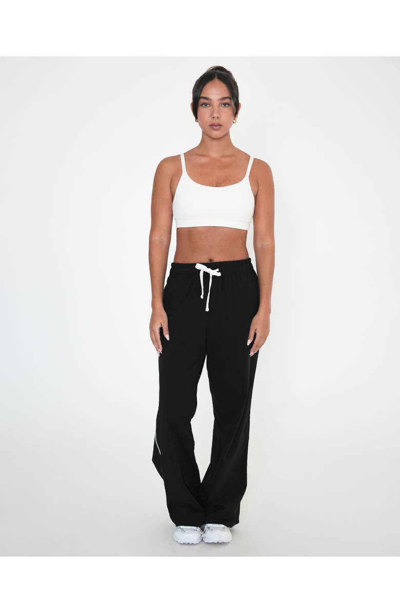 Rebody Active Rugby Piping Relaxed Wide Leg Pant, Alternate, color, Black/White