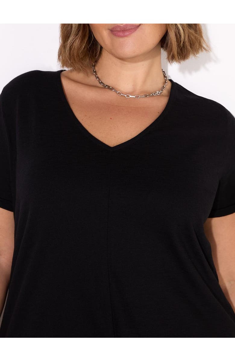 Live Unlimited Cotton Slub V-Neck Longline T-Shirt, Alternate, color, Black