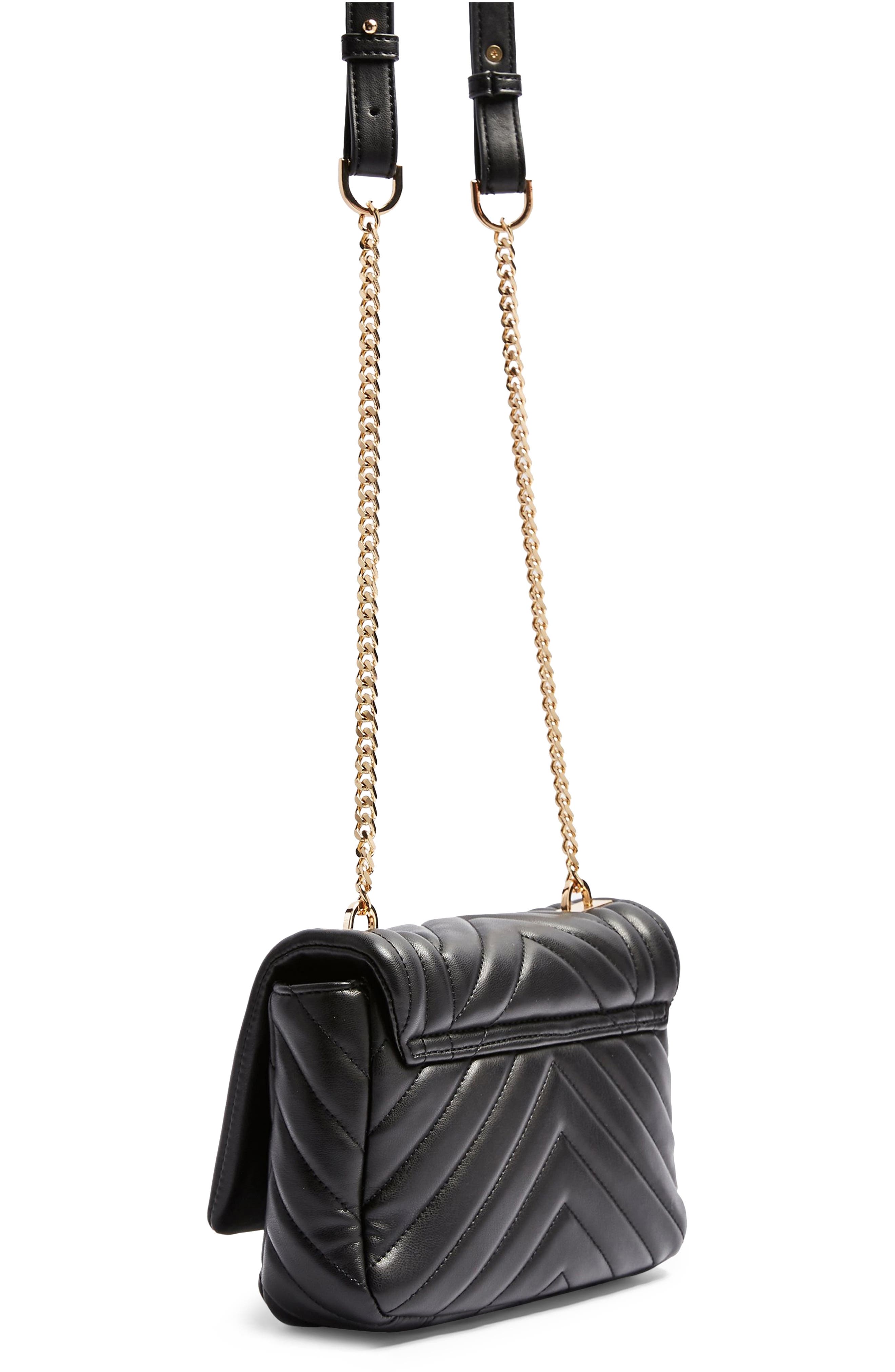 Topshop Carl Panther Faux Leather Shoulder Bag, Alternate, color, 