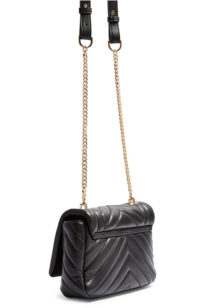 Carl Panther Faux Leather Shoulder Bag, Alternate, color, BLACK