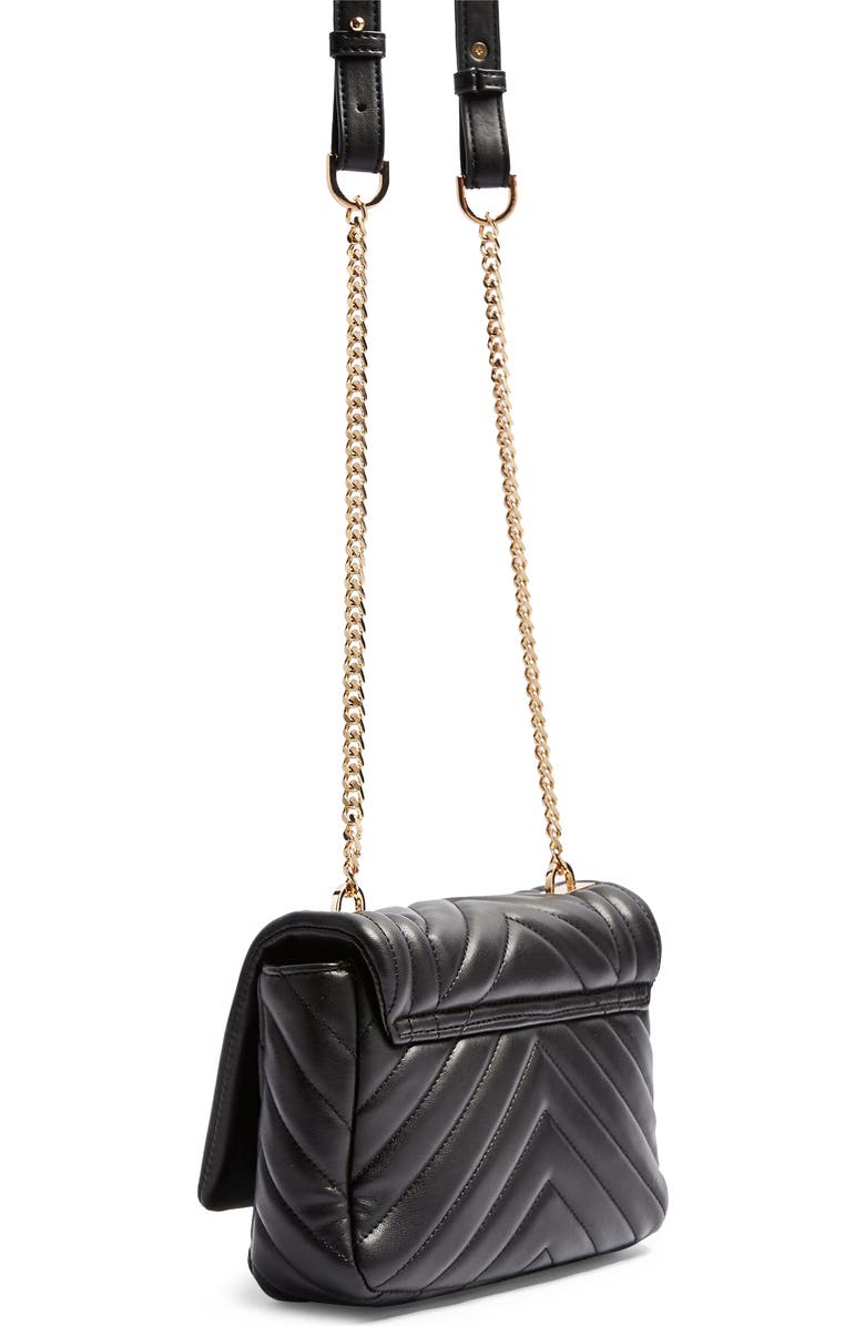 Topshop Carl Panther Faux Leather Shoulder Bag, Alternate, color,