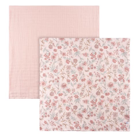 Muslin Swaddle Pink Floral Blankets 2-Pack (Baby)