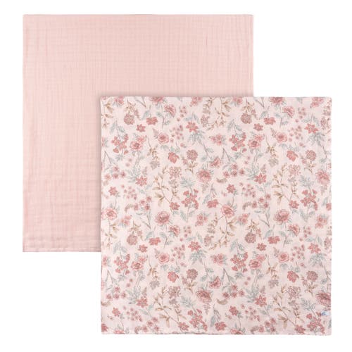 Just Born Muslin Swaddle Pink Floral Blankets 2-pack In Pink