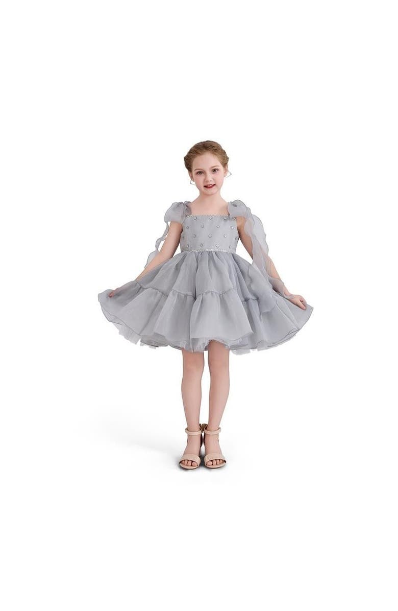 Tulleen Sparkle Tiered Dress, Main, color, Grey