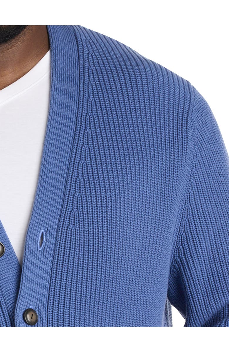 Oak Hill by DXL Big & Tall Ribbed V-Neck Cardigan, Alternate, color, True Navy