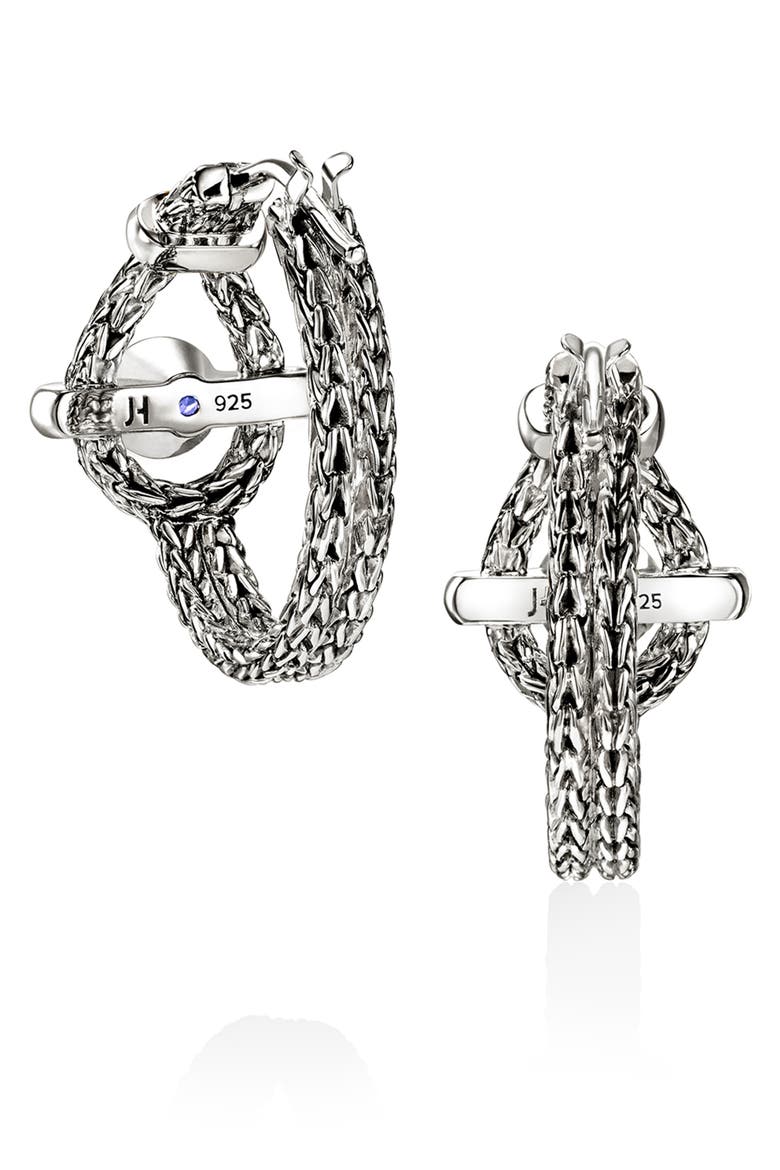 Icon Hoop Earrings, Sterling Silver, Tanzanite, Diamonds, 22mm, Alternate, color, SILVER