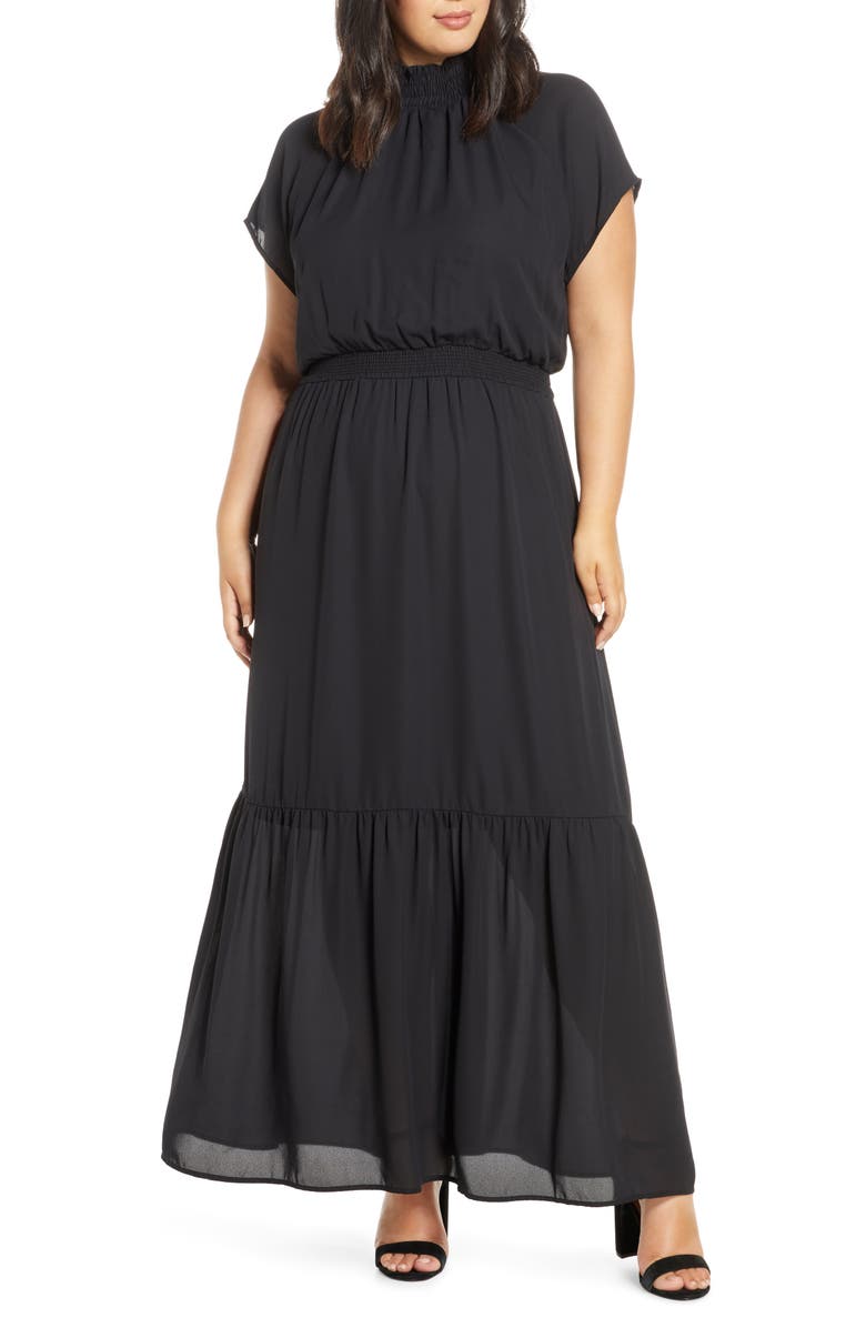 GIBSONLOOK Gibson x City Safari Jaime Shrayber Smock Neck Maxi Dress, Main, color, 