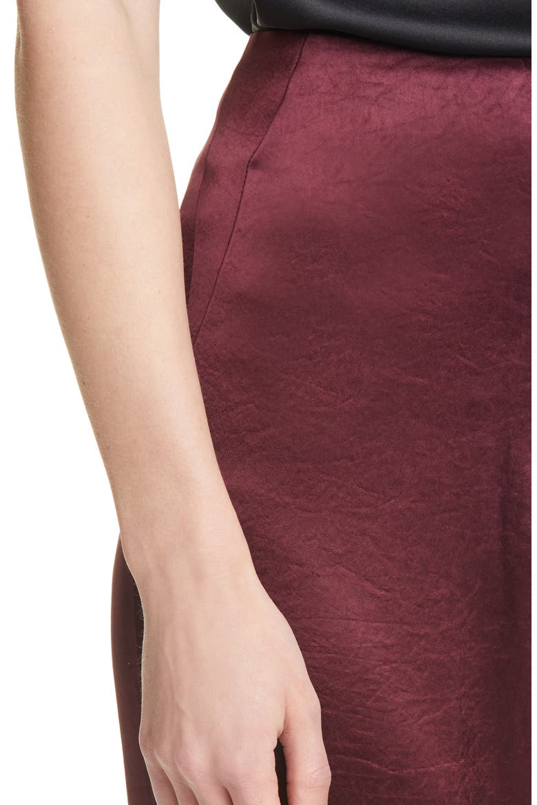 Caribe Satin Crop Wide Leg Pants, Alternate, color, BERRY
