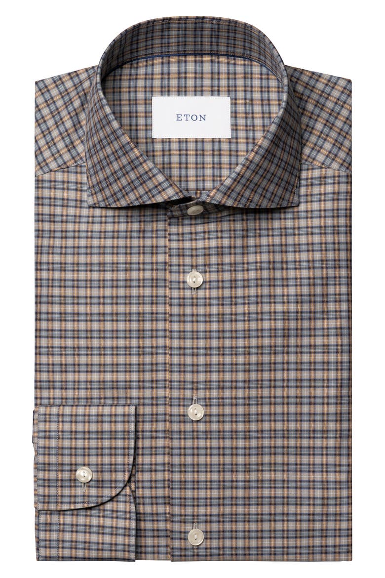 Slim Fit Checked Cotton Shirt, Alternate, color, LIGHT BEIGE