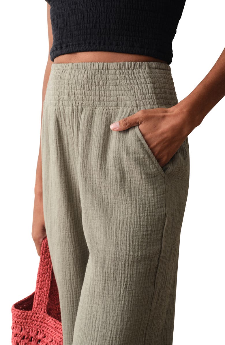 Marine Layer Cali Smocked Waist Double Cloth Pants, Alternate, color, 