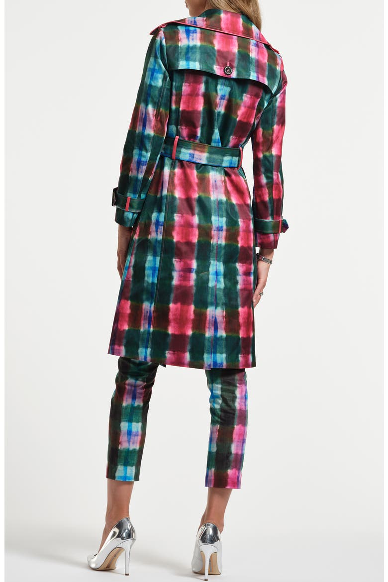 Plaid Double Breasted Trench Coat, Alternate, color, WATERCOLOR TARTAN