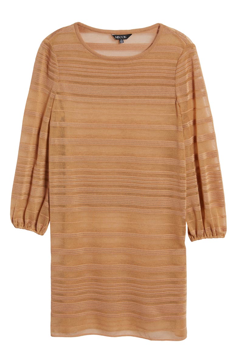 Misook Tonal Stripe Balloon Sleeve Tunic Sweater, Alternate, color, Italian Clay