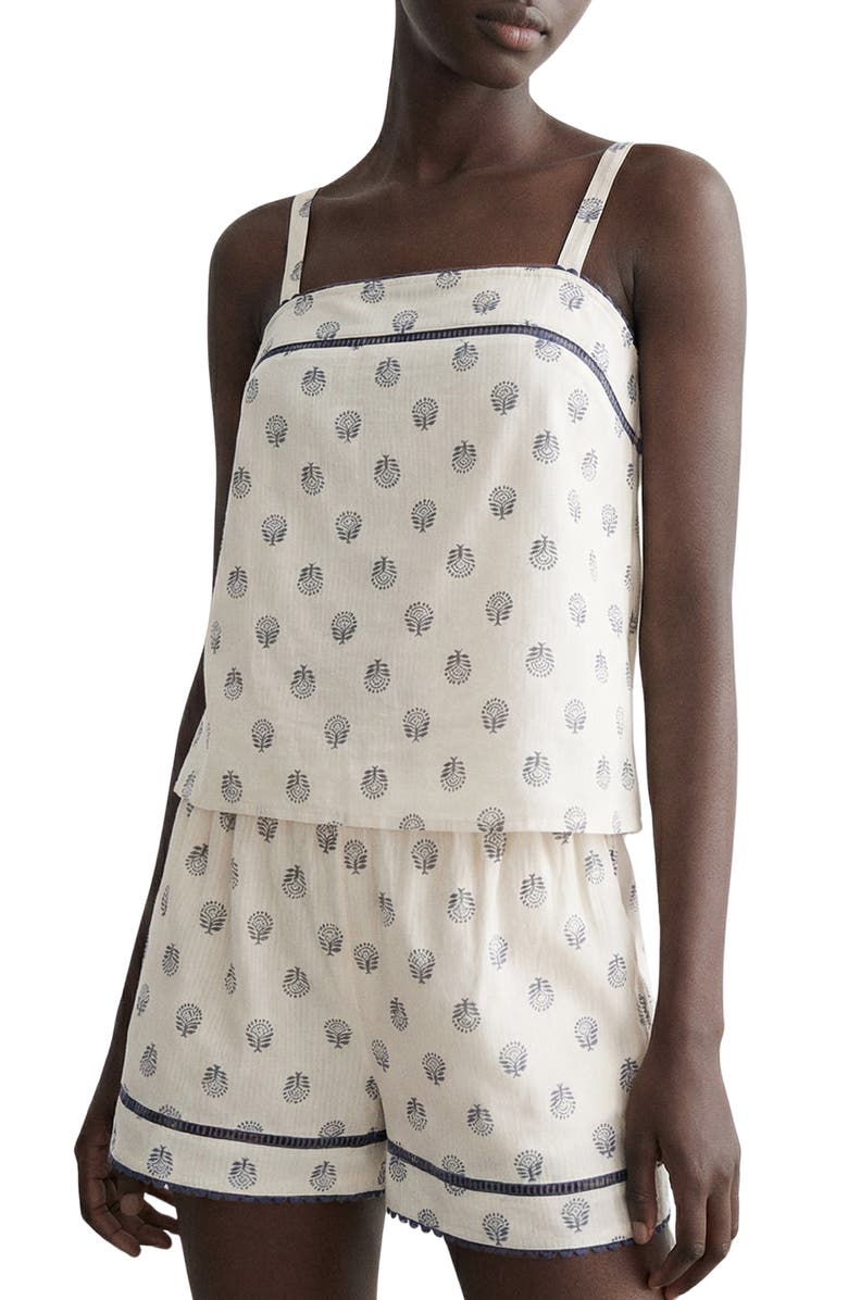 MANGO TEEN Ladder Stitch Cotton Shorts Pajamas, Main, color, Off White