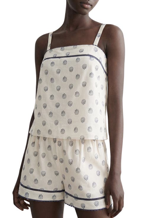 Ladder Stitch Cotton Shorts Pajamas