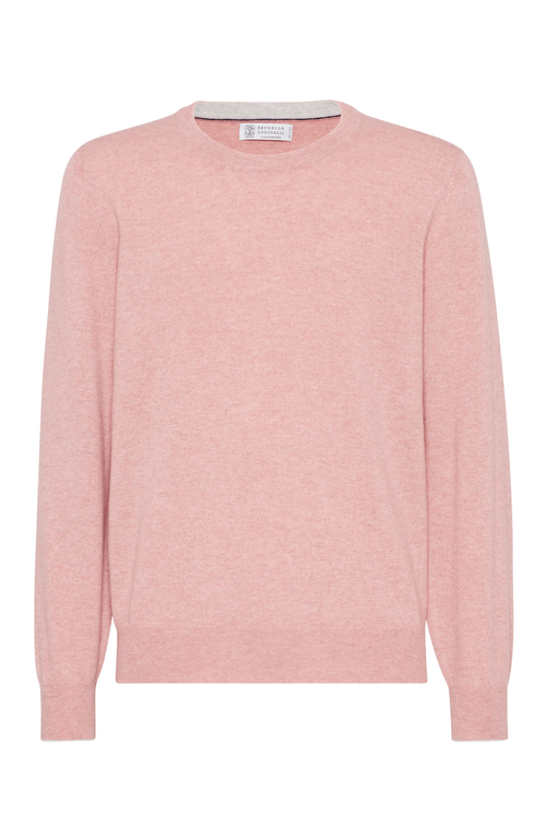 Brunello Cucinelli Pink Crewneck Sweater In Pink Grapefruit