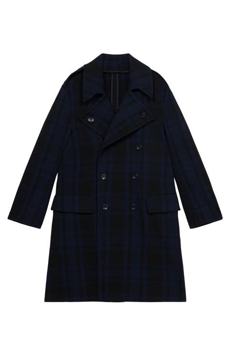 Winston Double-Breasted Checked Wool Coat