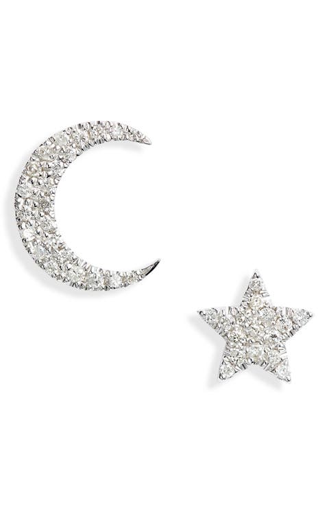 Mismatched Diamond Stud Earrings