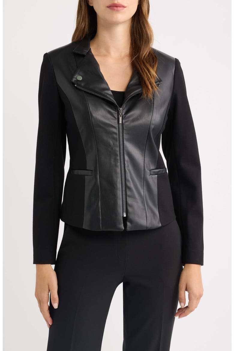 Faux Leather Moto Jacket, Alternate, color, BLACK