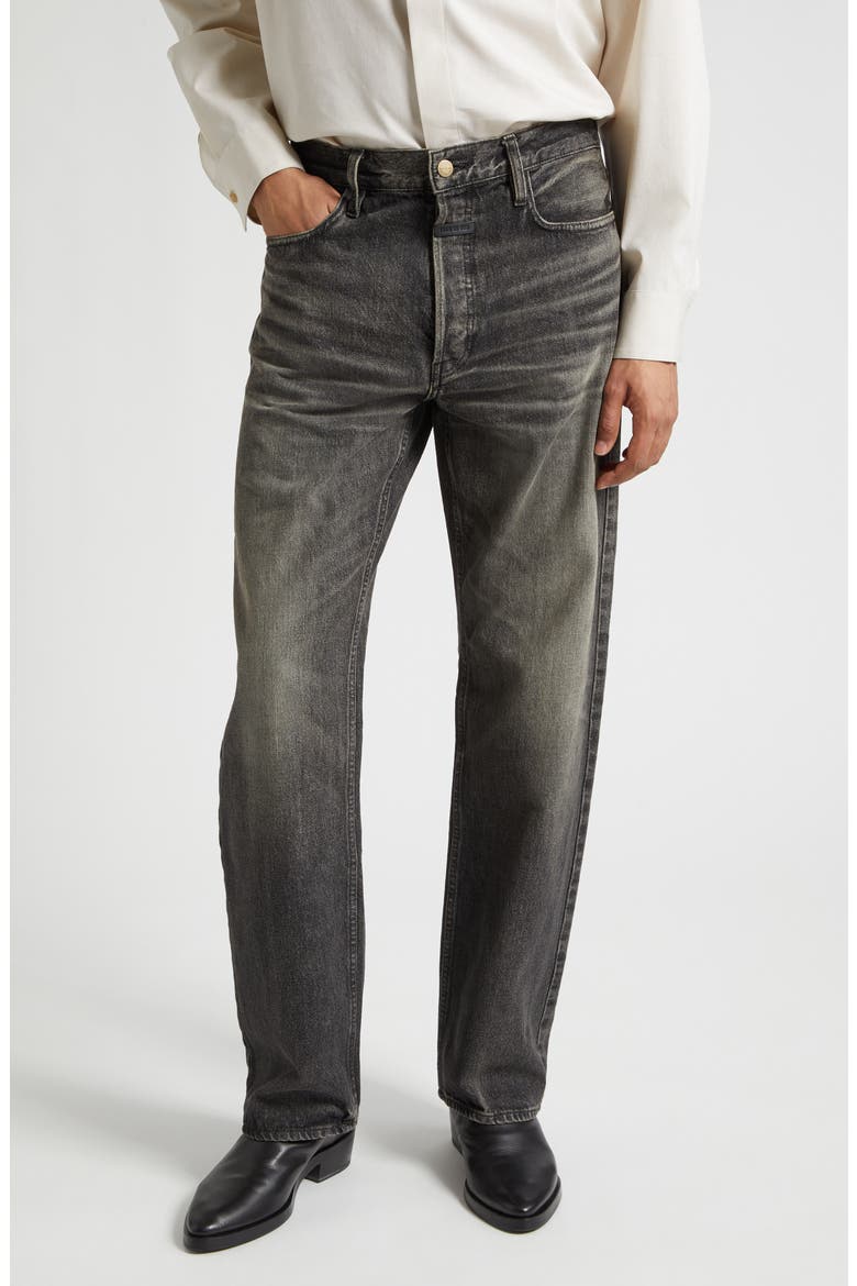 Five-Pocket Straight Leg Jeans, Main, color, WORN BLACK WORN BLACK