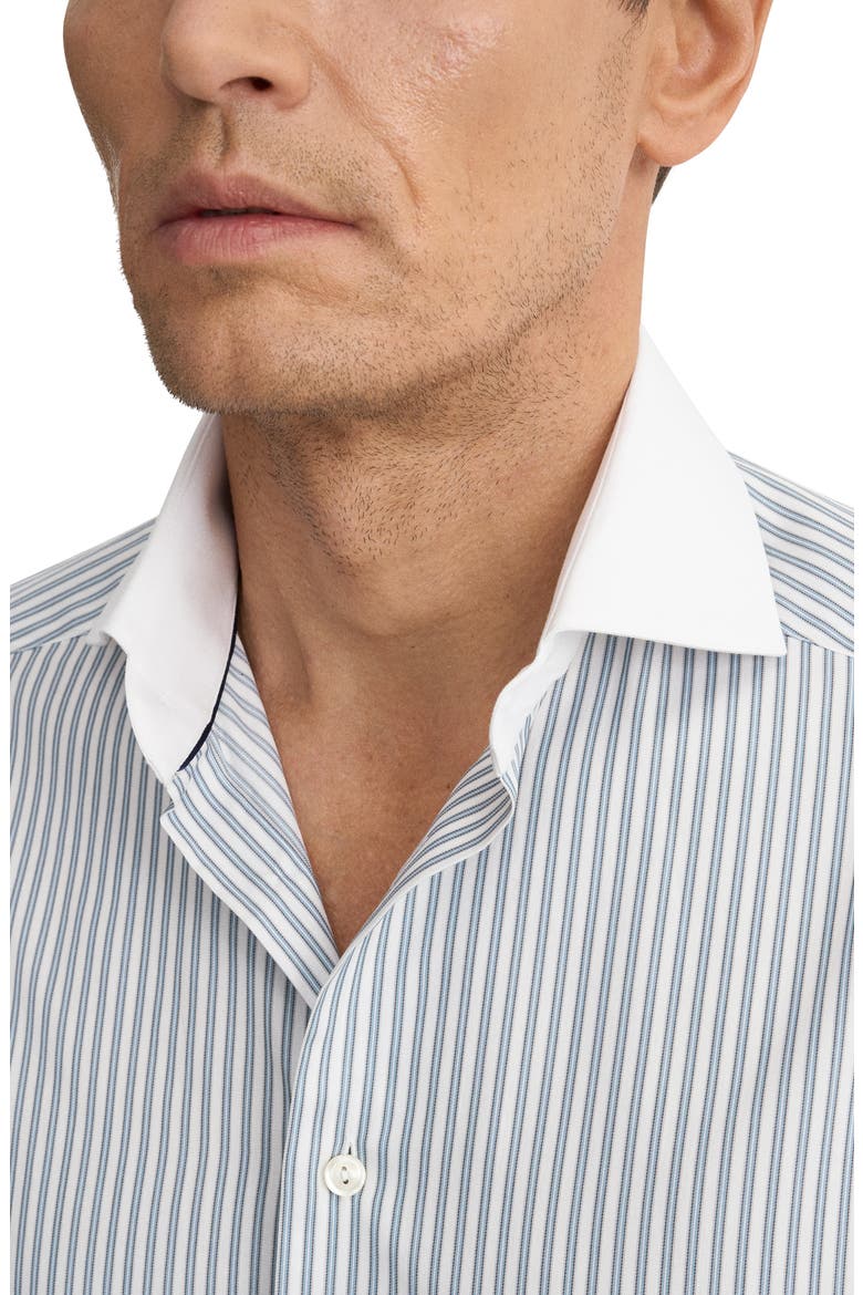 Slim Fit Stripe Twill Cotton Dress Shirt, Alternate, color, LIGHT BLUE