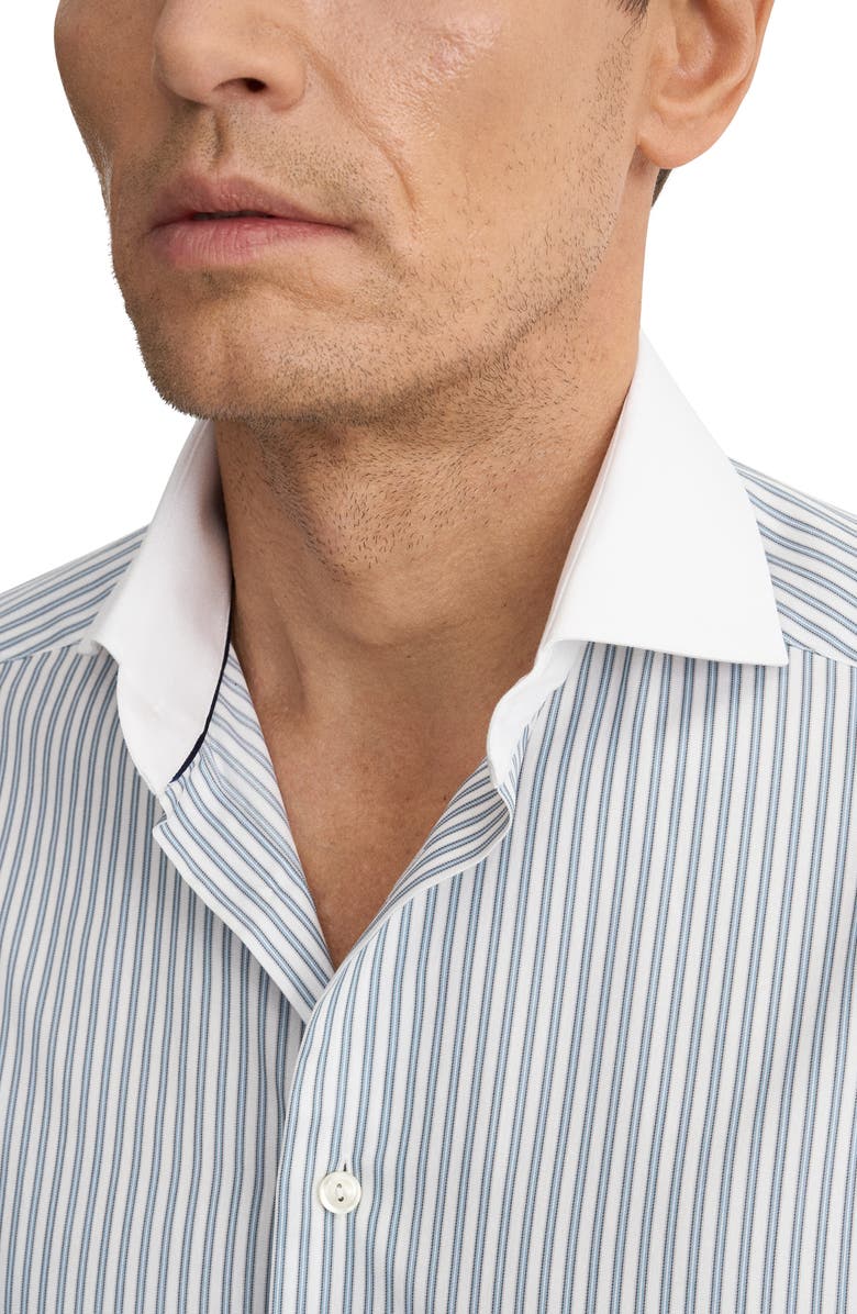 Eton Slim Fit Stripe Twill Cotton Dress Shirt, Alternate, color, Light Blue