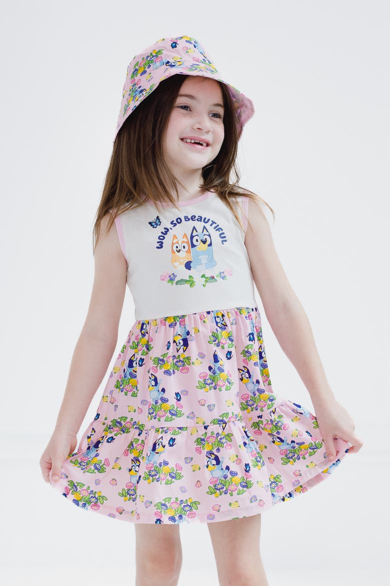 Sleeveless Dress and Sun Hat Set, Alternate, color, Bluey Bingo Pink