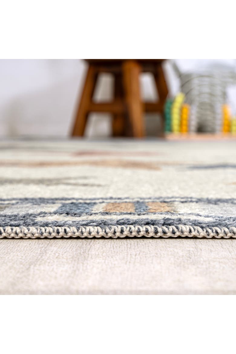 Star Gazer Geometric Machine-Washable Area Rug, Alternate, color, Ivory/Blue/Orange